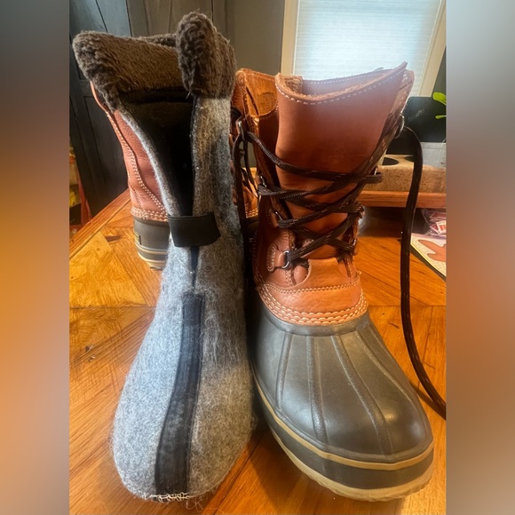 LL Bean Women’s Duck Snow Boots Tumbled Leather Removable Thinsulate Liner Sz. 9 - Picture 15 of 16